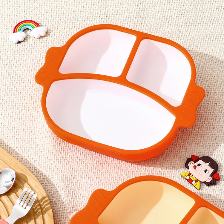 Wholesale BPA-Free Baby Dinnerware Popular Silicon Grate Food Plate with Suction Divided Bowl Silicone Baby Plate