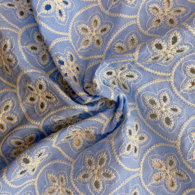 100% Cotton Regular Blue Fish Scale Pattern with Hollow Flowers in the Middle for Clothing