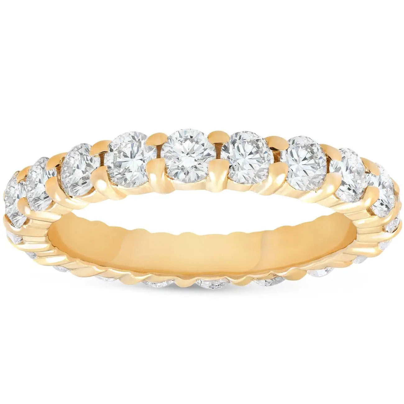14K Gold Plated Round Cut Diamond Eternity Ring Womens Wedding Band Ring Gemstone Jewelry