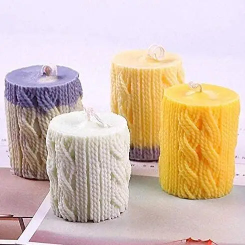 HY 3D Knitting Wool Cylinder Silicone Candle Molds Silicone Moulds Making Candle DIY Candle Mold Craft Tools