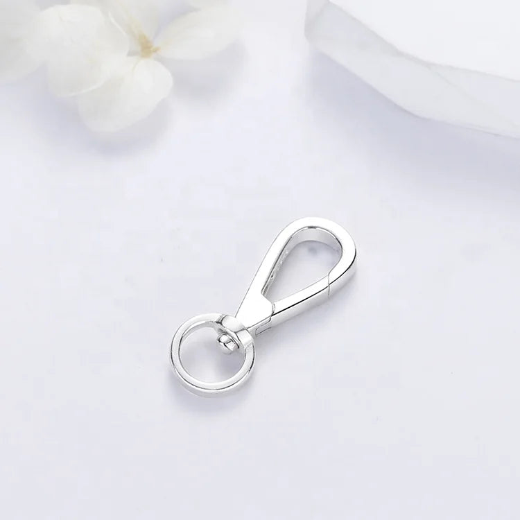 Silver 925 Oval D Key Ring Push Gate Lobster Keychain Clasps Swivel Lanyard Keyring Chain Clasp for Bracelet Necklace Making