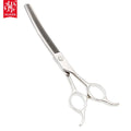 AR-VQ02 7inch Stainless Steel Right-Handed Upward Curved Dog Grooming Scissors Thinning Texturizing Shears Professional Safety