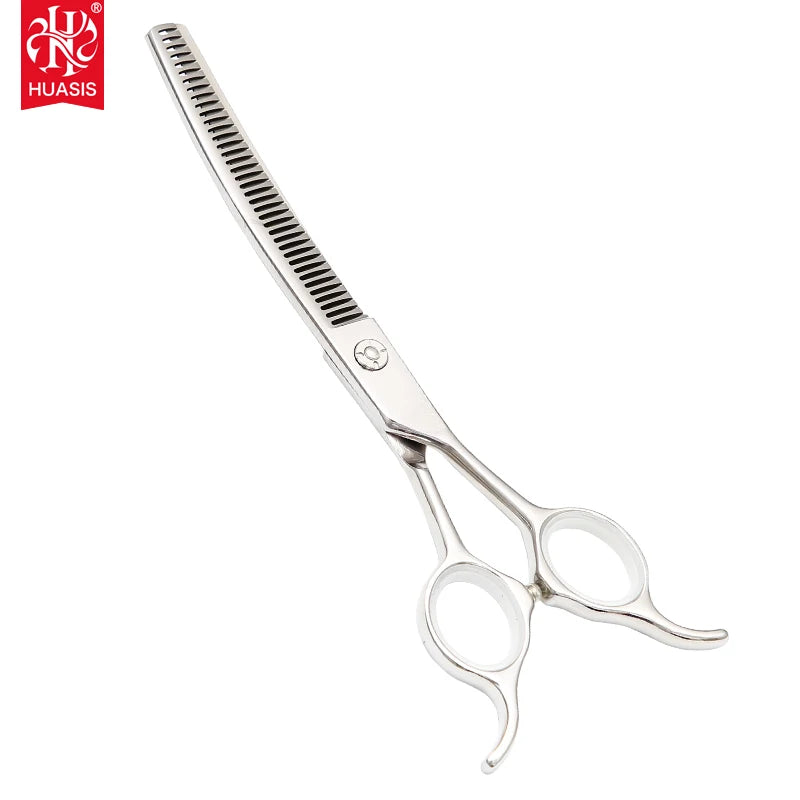 AR-VQ02 7inch Stainless Steel Right-Handed Upward Curved Dog Grooming Scissors Thinning Texturizing Shears Professional Safety