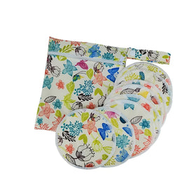Colorful Printed Organic Washable Waterproof PUL Bamboo Fiber Breastfeeding Pad With Bag