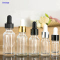 5ml 10ml 15ml 20ml 30ml 50ml 100ml Empty Transparent Clear Glass Essential Oil Dropper Bottle with Black Aluminum Dropper Lids