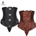 Women's Steampunk Gothic Faux Leather 12 Steel Bone Underbust Corset Top Cupless Bustier Firm Control Plus Size S to 6XL