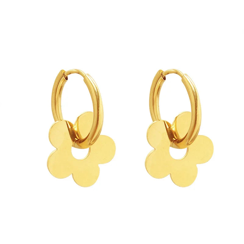 MARONEW Classic Party Gift Non-Tarnish Stainless Steel 18K Gold Plated Huggie Earrings for Women