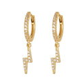 NEW Fashion Earring Jewelry 925 Sterling Silver Lightning Pendant Earrings Set Diamond Gold Plated Hoop Earrings for Women