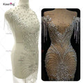 WDP-362 2024 Popular Silver Shining Patch Embellishments Crystal Bodice Rhinestone Applique for Party Dress