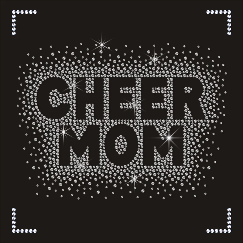 Football Mom DIY Cheer Mom Outfit Rhinestone Heat Transfer Iron-on Hotfix Crystal Bling Applique Letters Stylish Bling Style
