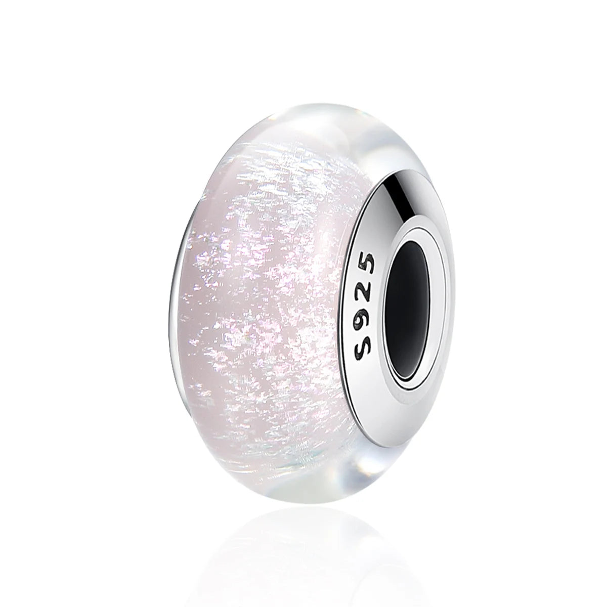 Factory Hot Sale 925 Sterling Silver Simple Pink Murano Glass Beads Charm Fit Bangle & Bracelet Women Jewelry Making Gift SCZ065
