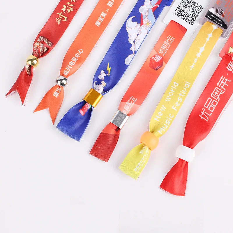 Lanyard Access Control Custom Events Ticket Woven Rfid Bracelet Fabric Nfc Wristband with PVC Tag Lanyard