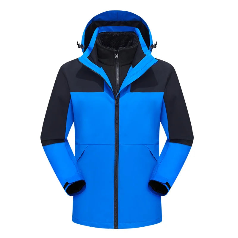 Good Quality Dyed Zipper Hoodie Newest Men Hooded Softshell 3 in 1 Winter Ski Jacket