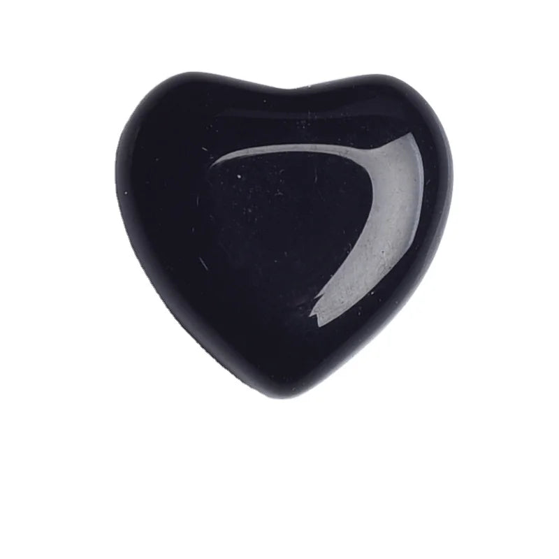 DIY Gemstone Crystal Beautiful Black Obsidian Healing Puffy Heart Shape NaturalBlack Obsidian Heart Shape