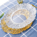 Nordic Modern Eco-Friendly Glass Plate Household Kitchen Creative Tree-Patterned Gold Ribbed Edge Charger for Color Enamel