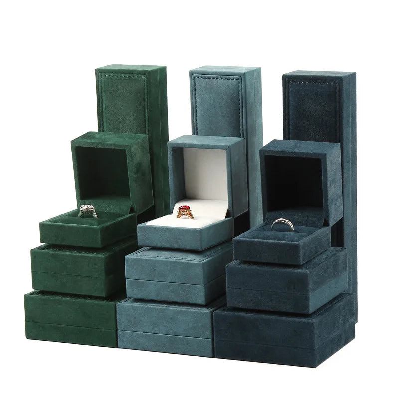 Elegant Velvet Jewelry Box Necklace Earring Ring Box