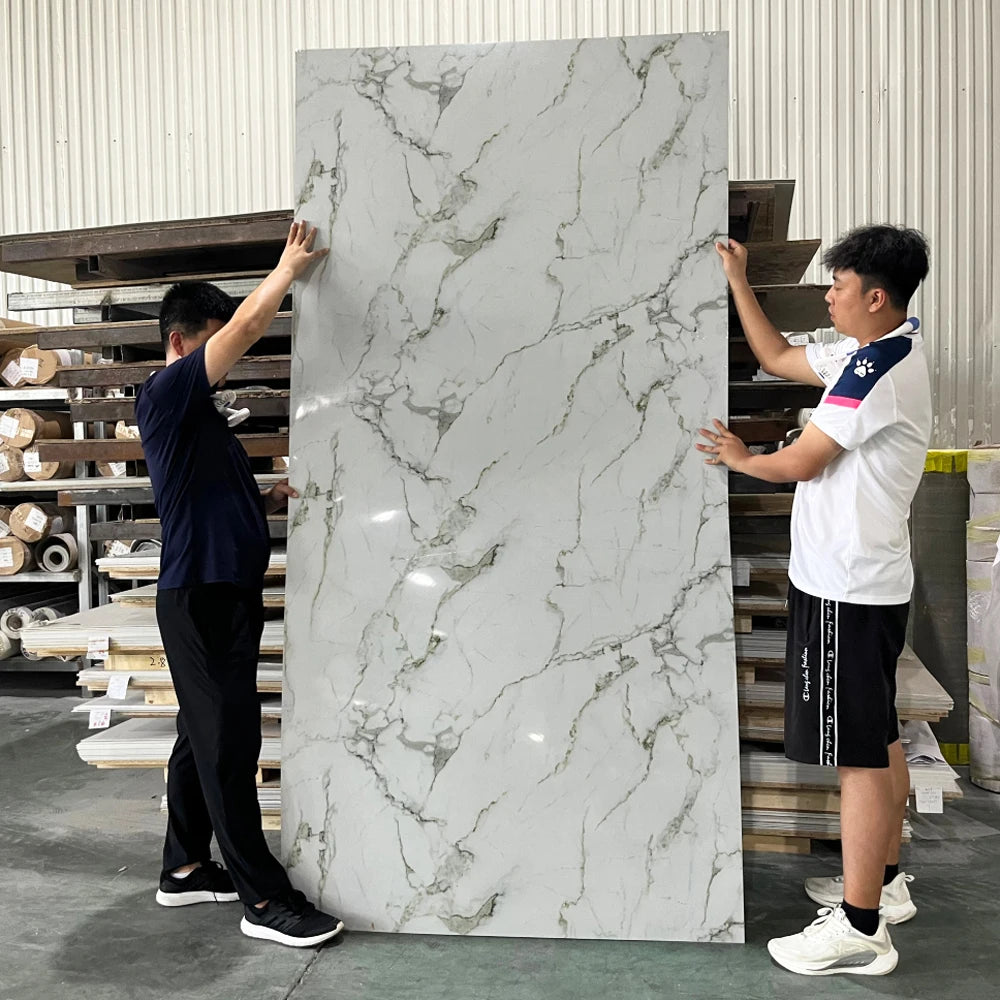 Glossy 1.2*2.4m 1.2*2.9m Beautiful Indoor Pvc 3D Uv Marble Wall Panel Sheet for Living Room