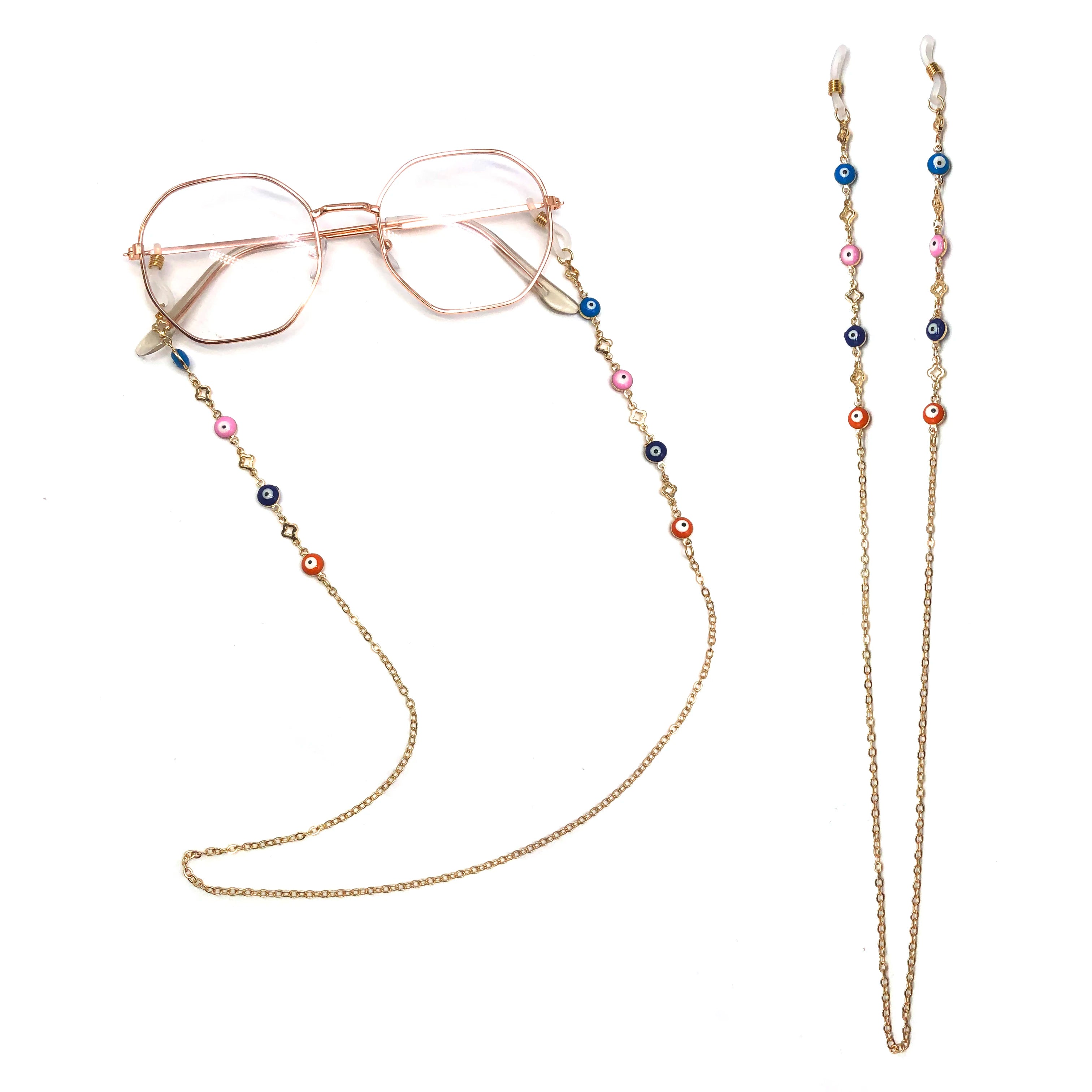 Turkish Eye Color Block Bracelet Glasses Chain Gold Metal Sunglasses Chain