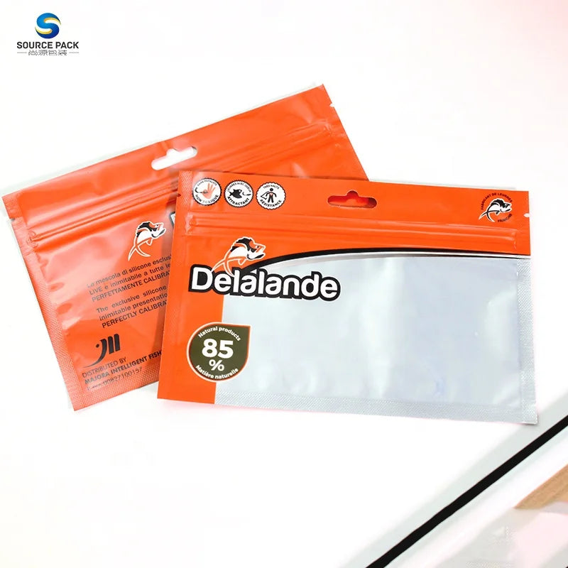 Laminated Zip Lock Zipper Zip Euro Slot Soft Plastic Worm Custom Bait Bags Fishing Lure Packaging Bags