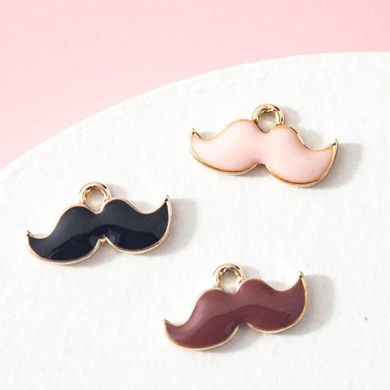 Alloy Enamel Moustache and Beard Charms Dangle Beads for Children's Jewelry Making
