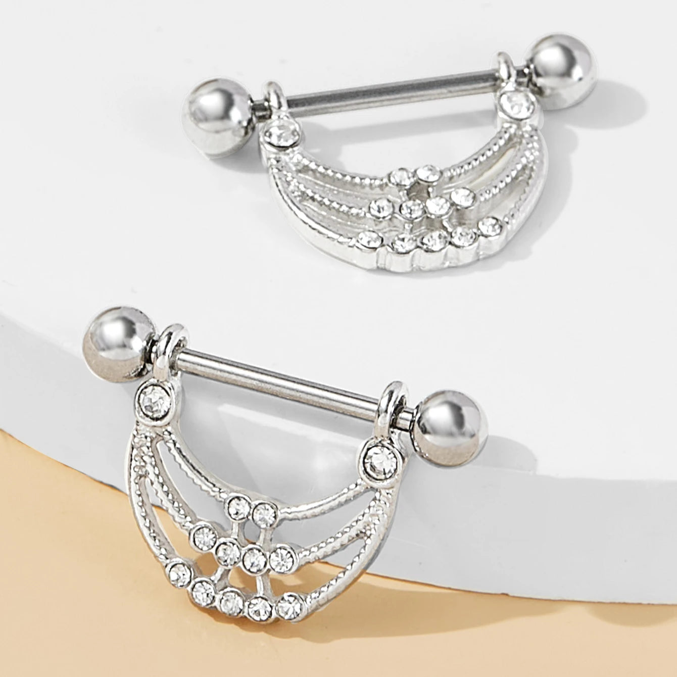 Heart Shaped Stainless Steel Nipple Rings Non-Piercing Rhinestone Lock Personalized Fashion Jewelry for Engagement Gift Wedding