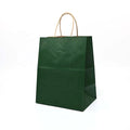 Custom Blackish Green Kraft Paper Shopping Bags with Biodegradable Material Handle 14*21*27cm  for Clothing Shopping at the Mall