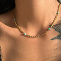 Dazan New 18k Gold Plated Tarnish Free Stainless Steel  Modern Blue Amber Fried Dough Twist Chain Necklace Handmade Jewelry