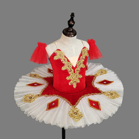 Children Dance Practice Dress Chinese Gauze Pompadour Exam Costume