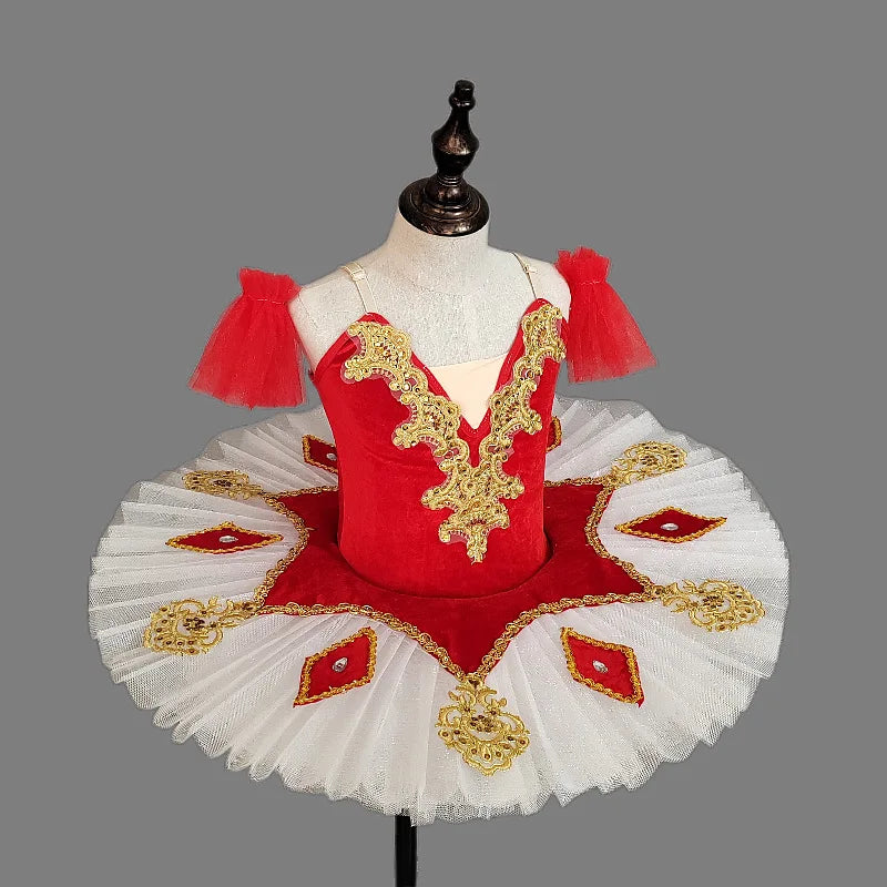 Children Dance Practice Dress Chinese Gauze Pompadour Exam Costume