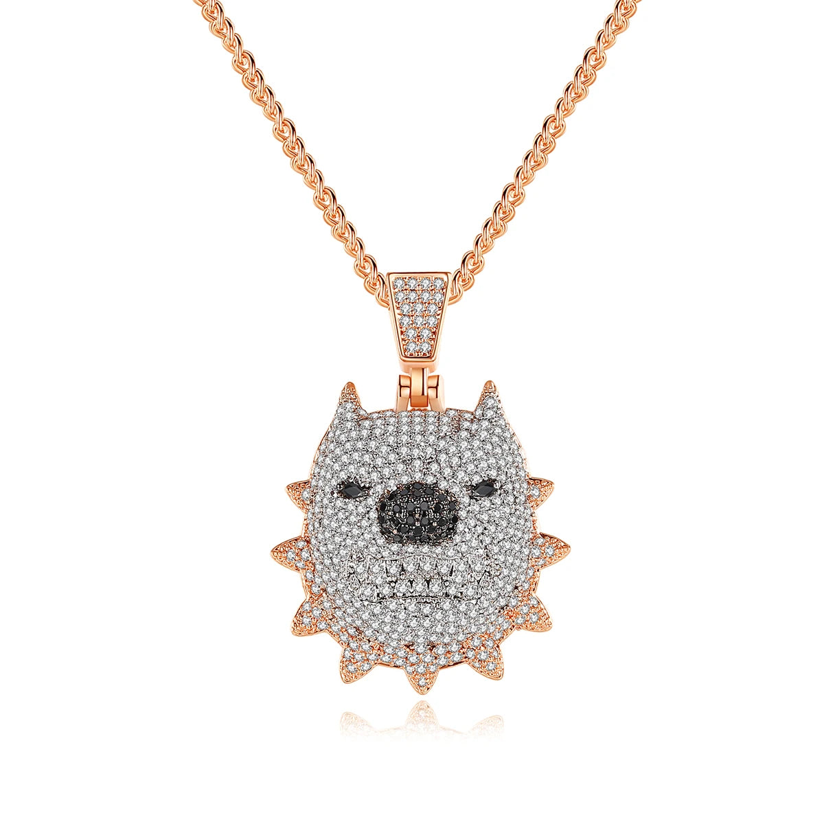 JINSE Hip Hop Rapper Jewelry Pet Dog Men'S Bling Ice Out Full Diamond Bully Dog Pendant Necklace MegaBDM