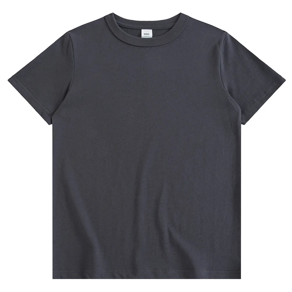 300g Combed Cotton Heavy T-shirt Base Shirt Basic Fashion Men's Round Neck Short Sleeve Brand One-piece Drop Shipping Loose Fit