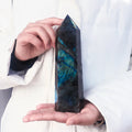Labradorite Crystal Wand Natural Hexagonal Faceted Prism Quartz Stone for Reiki Healing Laser Polished Elegant Laser Printing