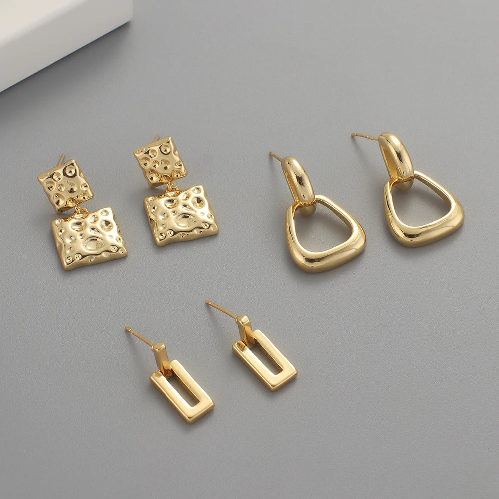 Women's Geometric Stud Earrings New Arrival 18K Gold Plated Fashionable Classic Jewelry for Parties and Anniversaries