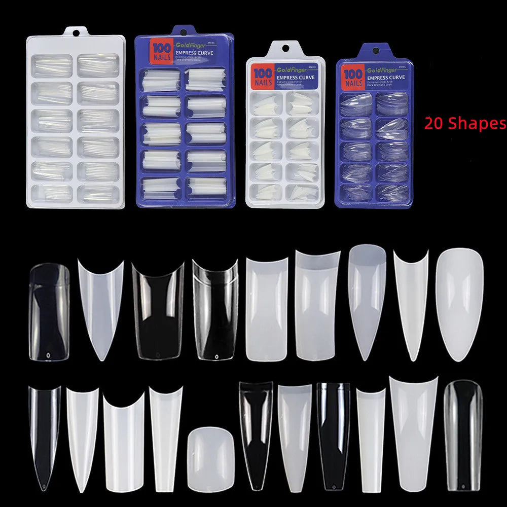 Nails Supplies Salon Stiletto Artificial Fake Nails Acrylic Natural Transparent Press on Half Cover Salon Nail Tips 100pcs