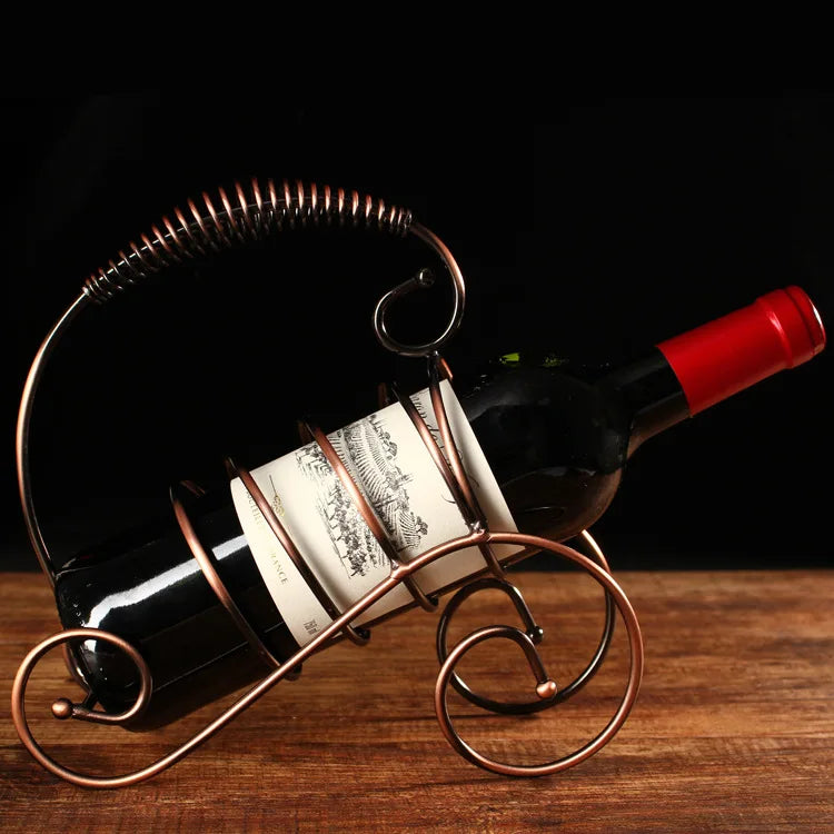 European Vintage Tabletop Wine Holders Funky Wine Bottle Holders for Home Bar Red Wine Rack Seat Frame