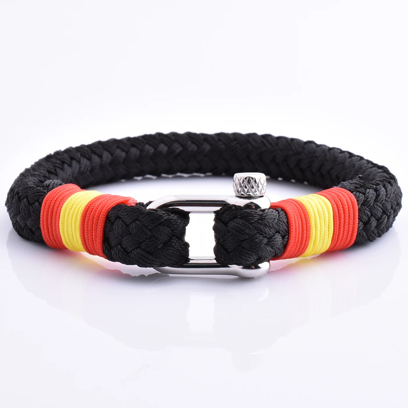 Men's Black Nylon Stainless Steel Shackle Bracelet Fashion Design Charm Bracelet Made in China