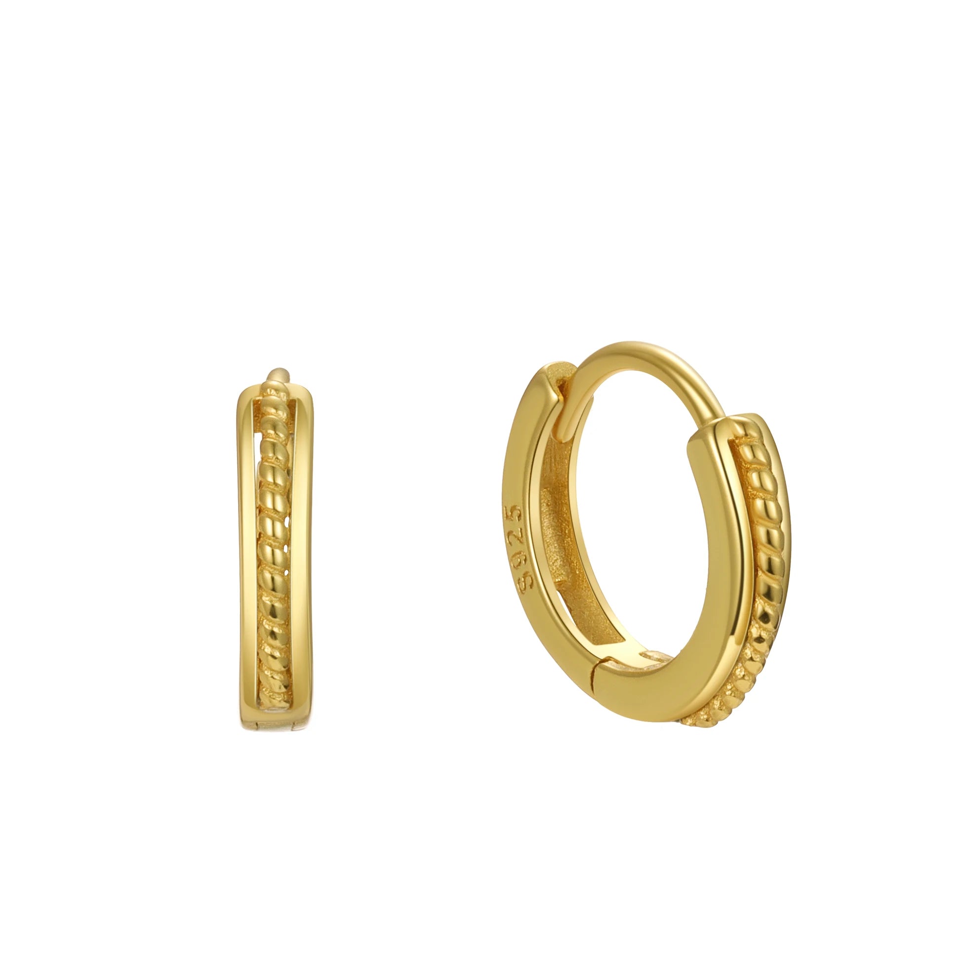 Vintage Rope Earrings 925 Sterling Silver Twisted Hollow Hoops Gold Plated Huggies for Women Fine Jewelry Wholesale