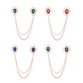Vintage Brooches Women Water Drops Jewelry Gold Chain Men's Tassel Shirt Collar Decoration Lapel Pin Crystal Brooch Pin Buckle