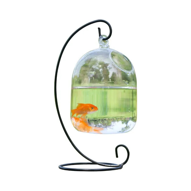 Custom Cartoon Mini Fish Tank Cute Flower Pattern Metal Aquarium for Kitchen Dining Room Office Desktop Box Packing
