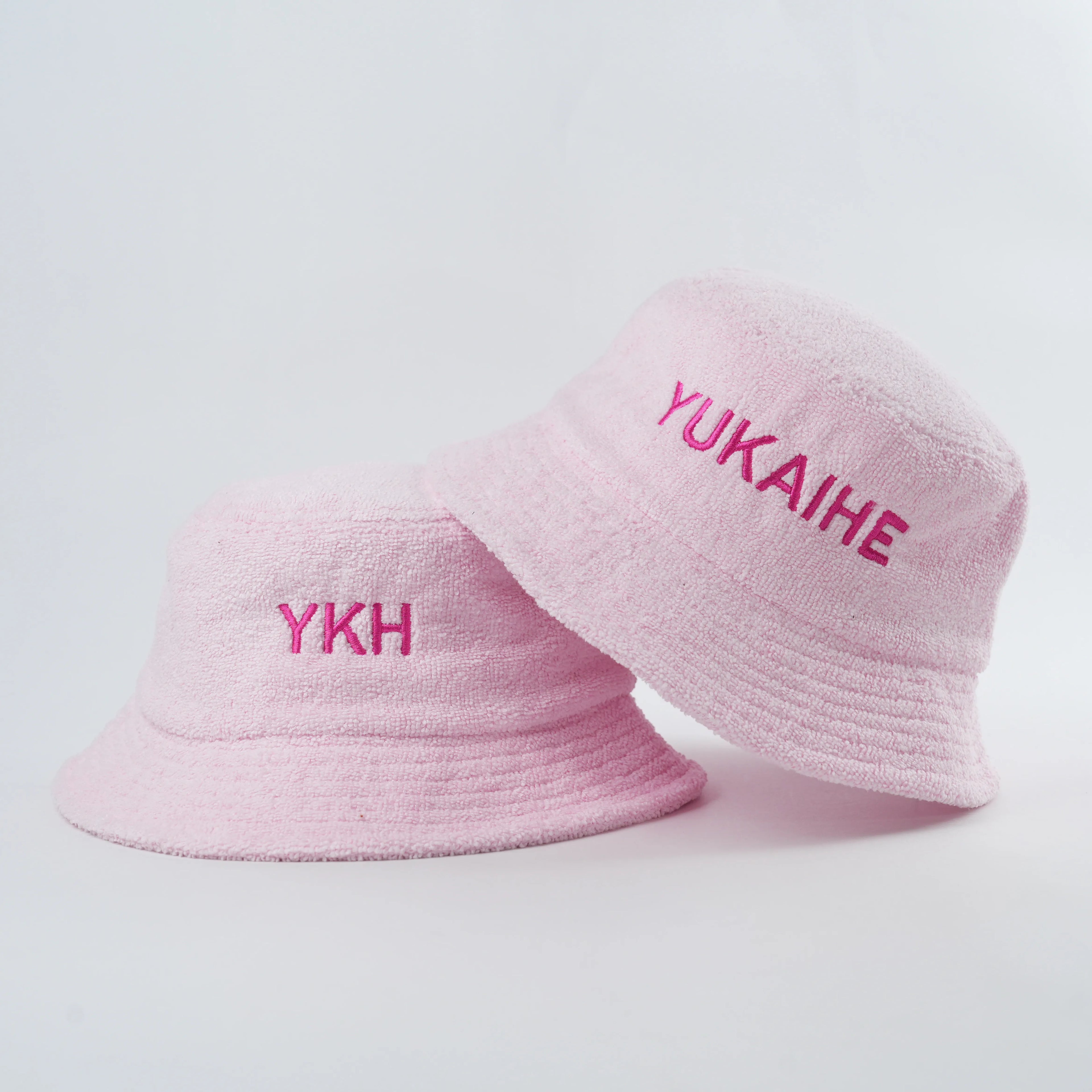 Wholesale Promotion Plain Towelling Fabric Soft Fisherman Hats Embroidery Fluffy Bucket Hat With Custom Logo