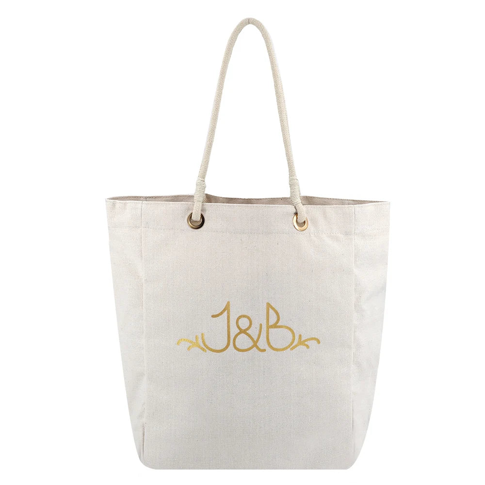 Factory Wholesale Cotton Canvas Shopping Bag Natural Calico Tote Bag with Logo Printed Custom Rope Handle Tote Grocery Bag