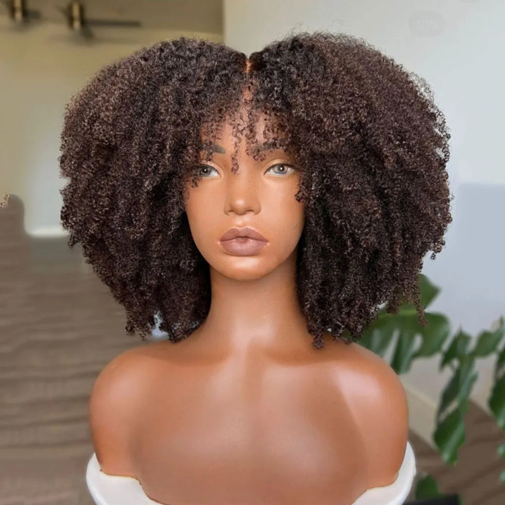 Glueless Full Hd Transparent Lace Frontal Wigs Human Hair Afro Kinky Curly Lace Front Wigs With Bangs for Black Women