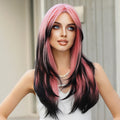 Wholesale Wigs Ombre Pink Layered Hair with Bangs Hair Extensions for WomenSynthetic Straight Hair for Anime Drag Queen Pelucas