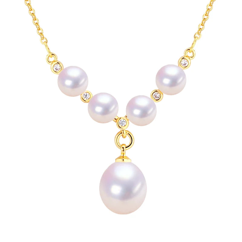 Hot Sale 18K Gold Plated Drop Pearl Pendant Natural Freshwater Pearl Necklace Jewelry