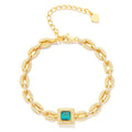 Premium L&L Jewelry 925 Silver Emerald Cut CMA Certified Unisex Vintage Link Chain Bracelet with Sophisticated Glamorous Custom