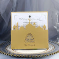 Custom Gold Laser Cut Mosque Moon Blessing Sleeve Pocket Card Holder for Ramadan Invitation Greeting
