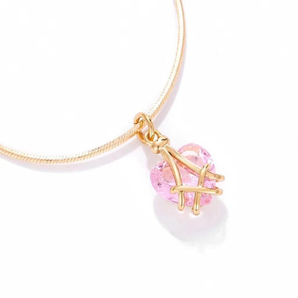 Wholesale Elegant Infinity Valentines Day Gift Sublimation Jewelry Immaculate Delicate Birthstone Heart Necklace for Women