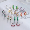 Colorful Cubic Zirconia Earring Non Tarnish Jewelry 14k Gold Plated Stainless Steel Baguette Zircon CC Earrings for Women YF3547