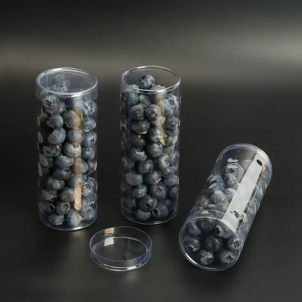 Customizable PET Food Packaging Fruit Container Small Clear Plastic Cylinder Box Blueberry Packaging