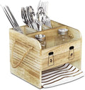 JUNJI Rustic Wood Spice and Utensil Racks Home Decor Wood Kitchen Storage Holder Custom Wooden Utensil Cooking Set